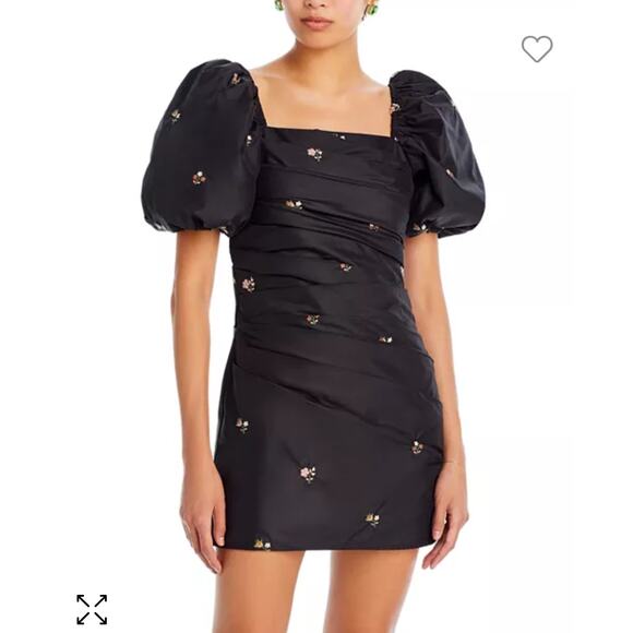 Sea NY Rubina Embroidered Mini Dress Puff Sleeve Floral Ruched - Picture 11 of 16